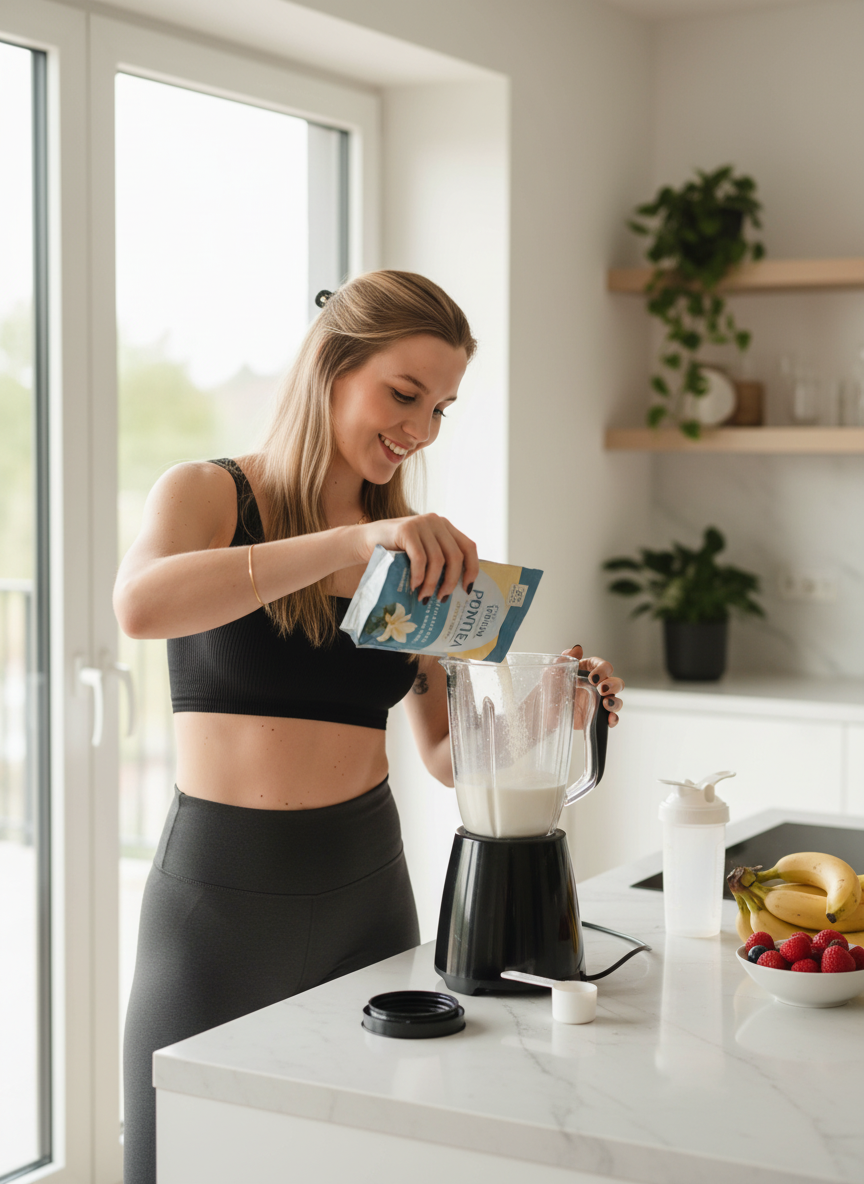 Malu usando Whey Protein Growth Baunilha 1kg